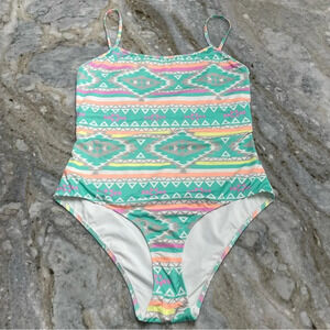Chubbies The Oasis Aztec Teal One Piece Swimsuit Southwestern Western Ro…